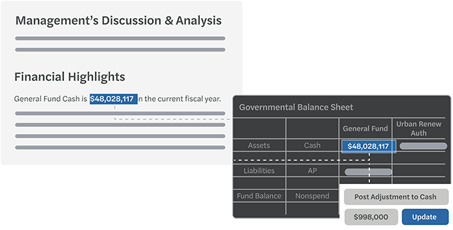 Mockup of DataLinks within The Reporting Solution.