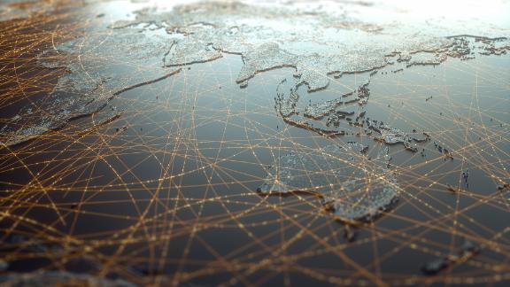 map of the world with gold threads