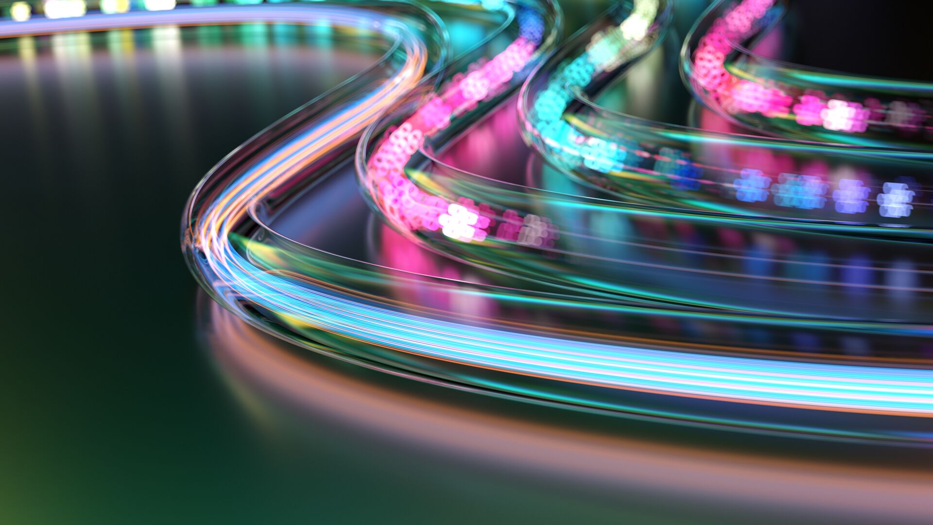 Colorful glowing lights swirling around.