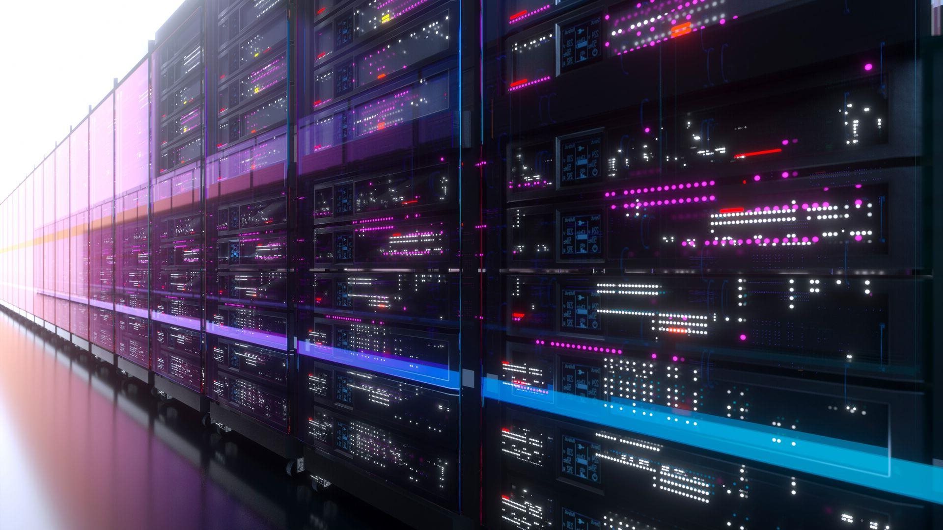 A digital generated image of a data server.