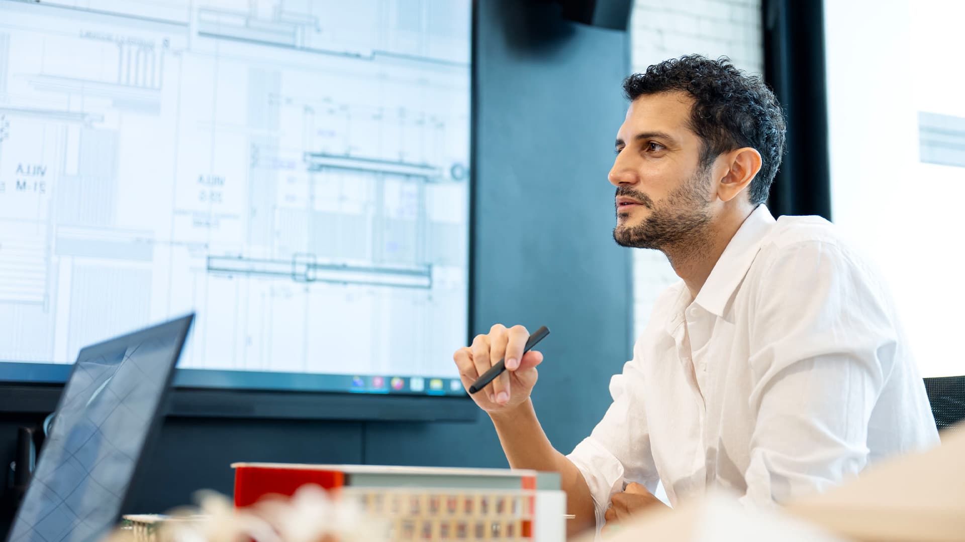 A business man at his desk.