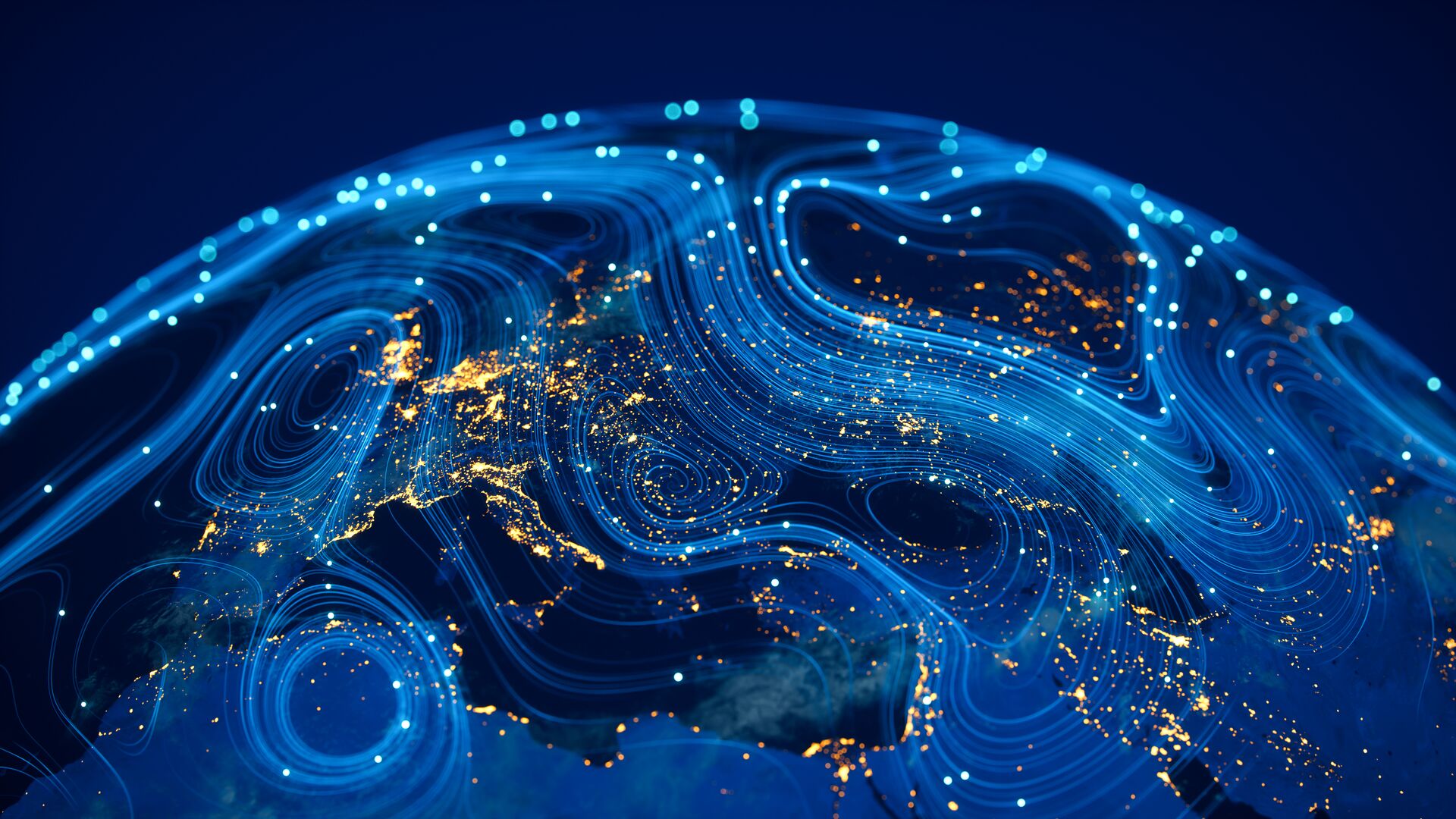 View of an interconnected globe.