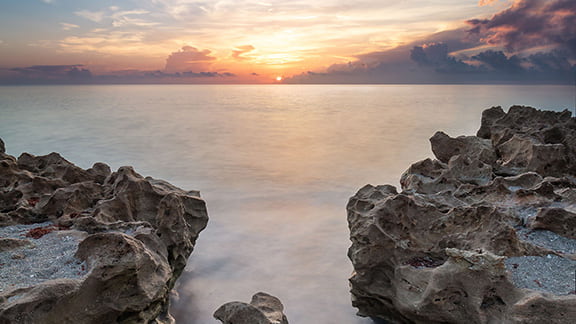 Coral Cove in Jupiter, Florida at sunrise.