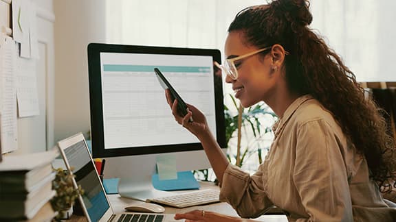 A woman at her computer