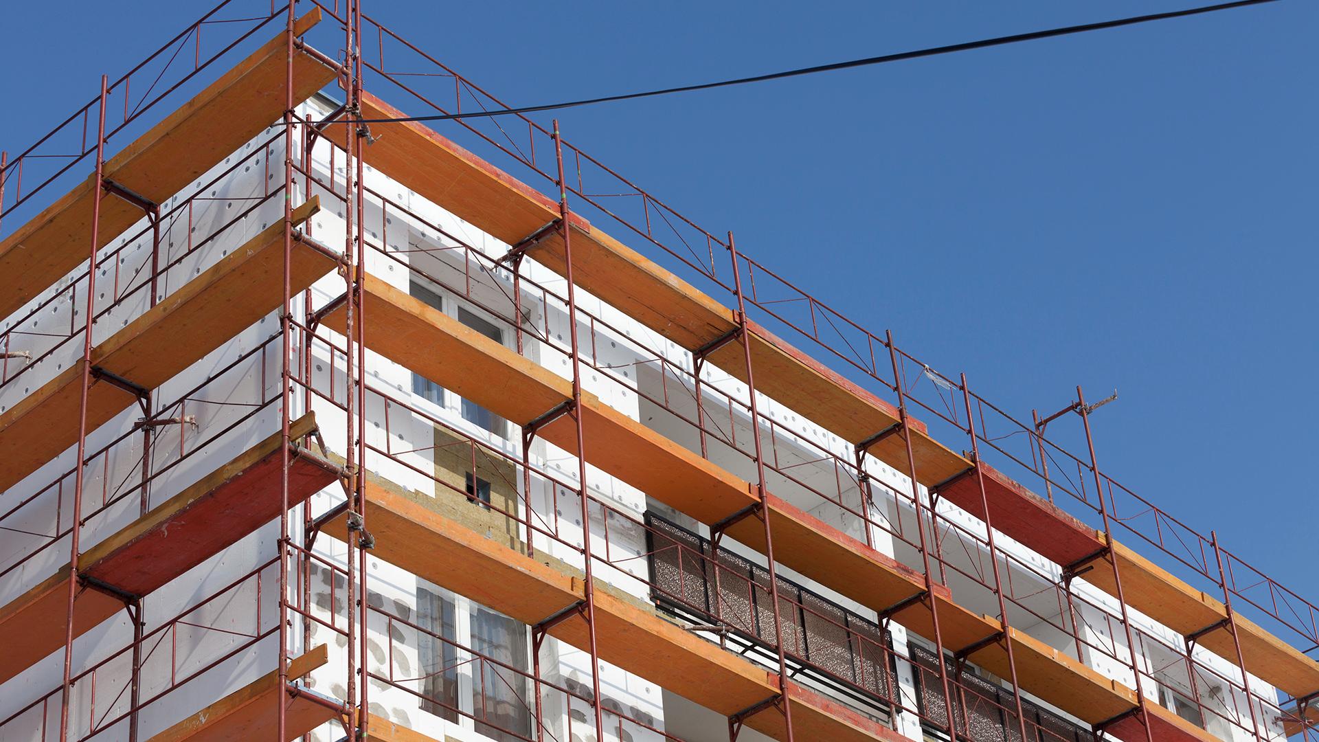 An apartment building being built