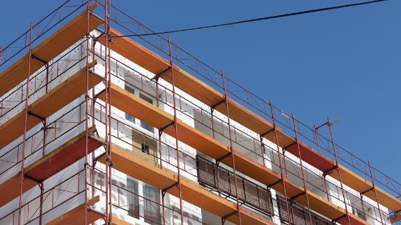 An apartment building being built