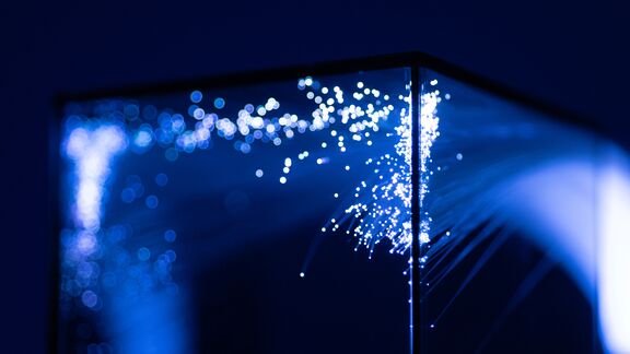 Glowing fiber optic cables.