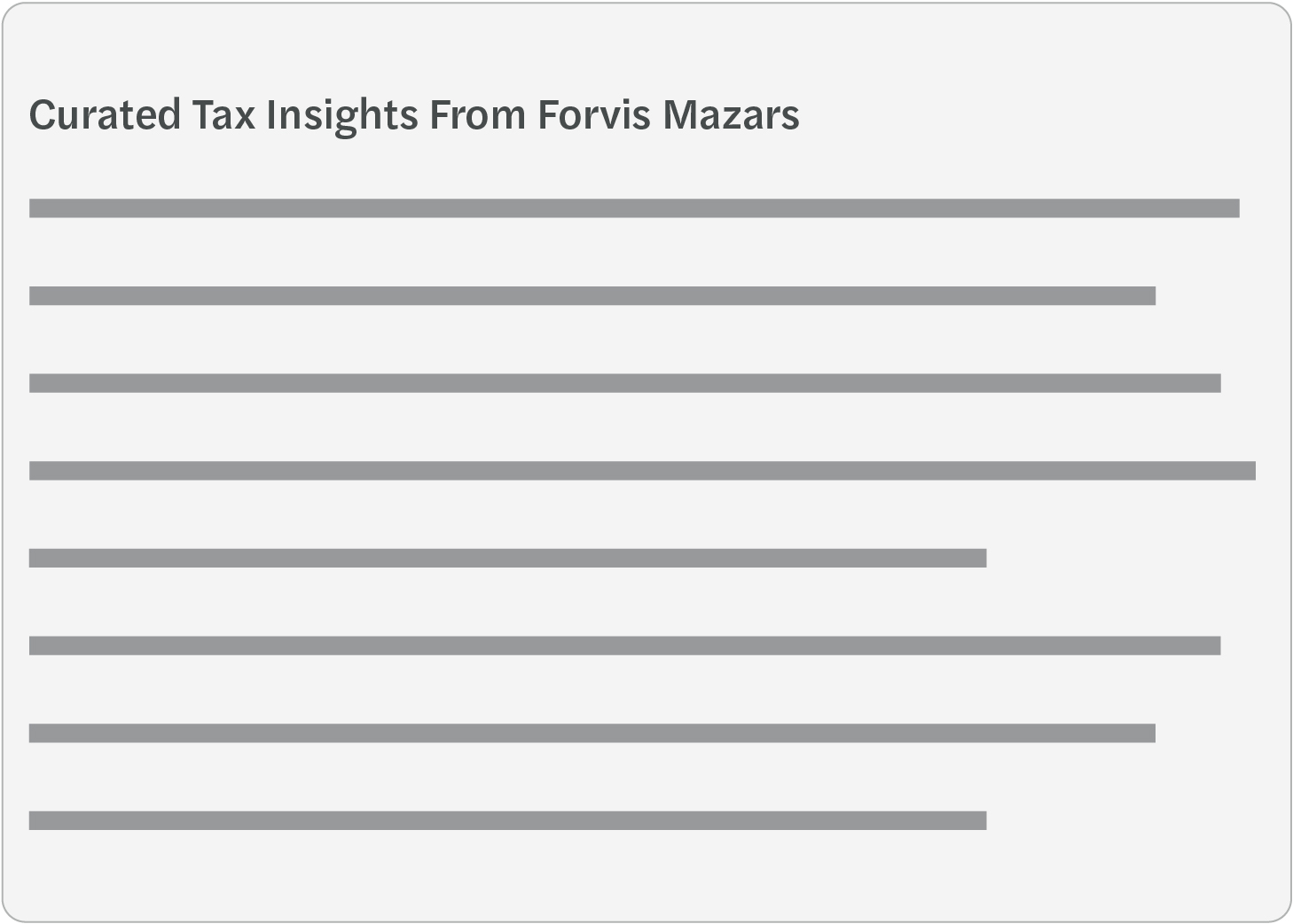 Screenshot showing an approximation of a curated list of tax insights