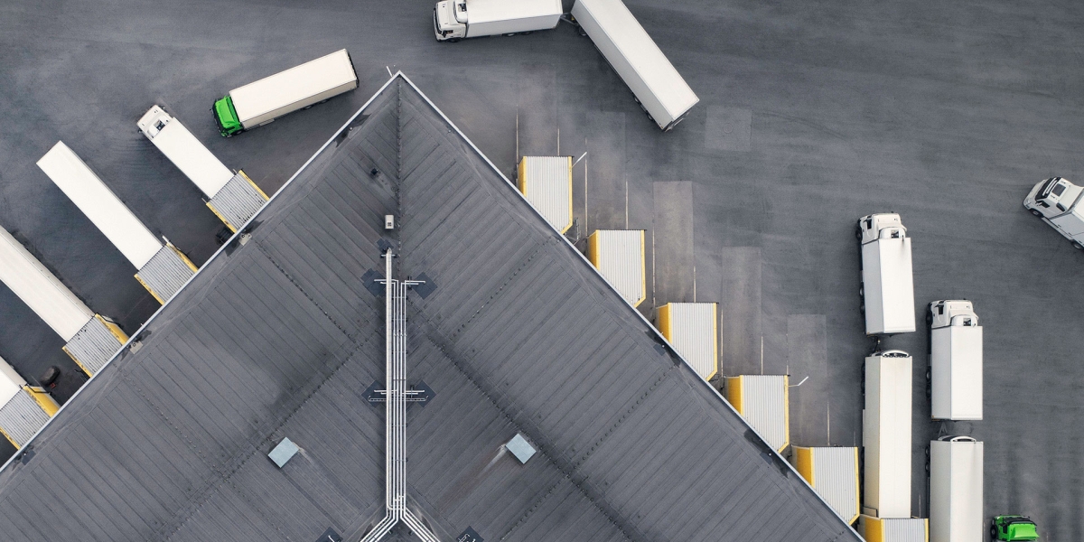 line of delivery trucks