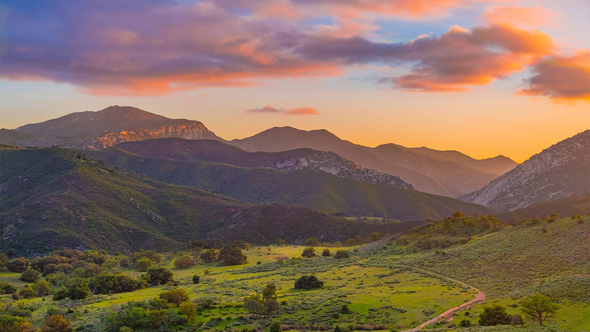 Palomar Mountain Valley glows in sunset