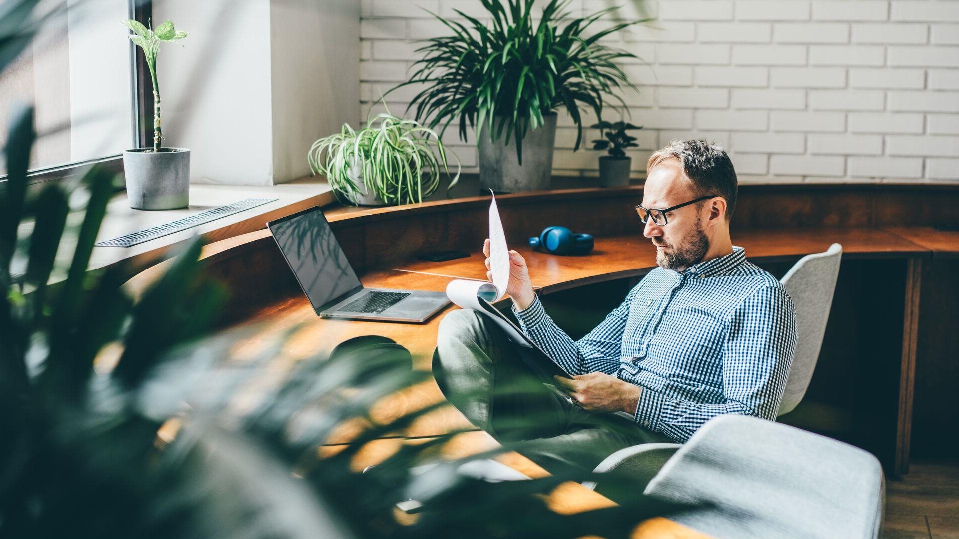 Man working with documents in the office.
