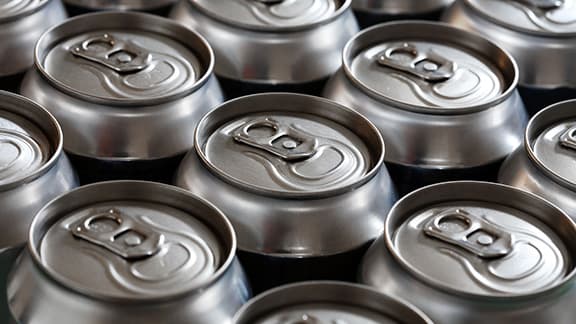 A group of aluminum cans.