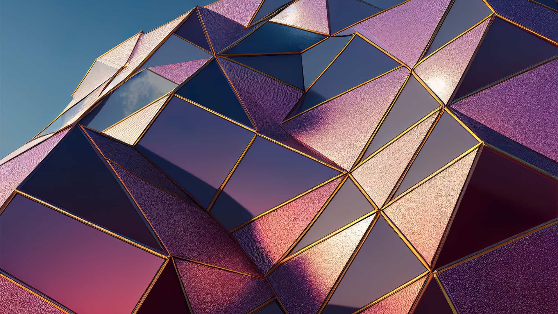 Exterior of a shiny, high rise building in a city.