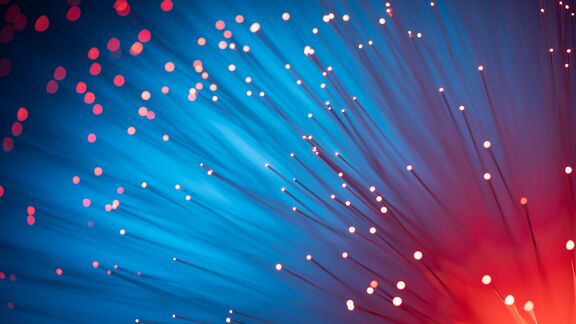 Illuminated fiber optics that are glowing blue and red colors