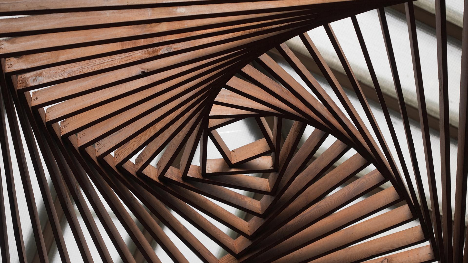 Wood architecture in a spiral formation
