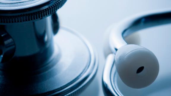 A stethoscope sitting on a table.