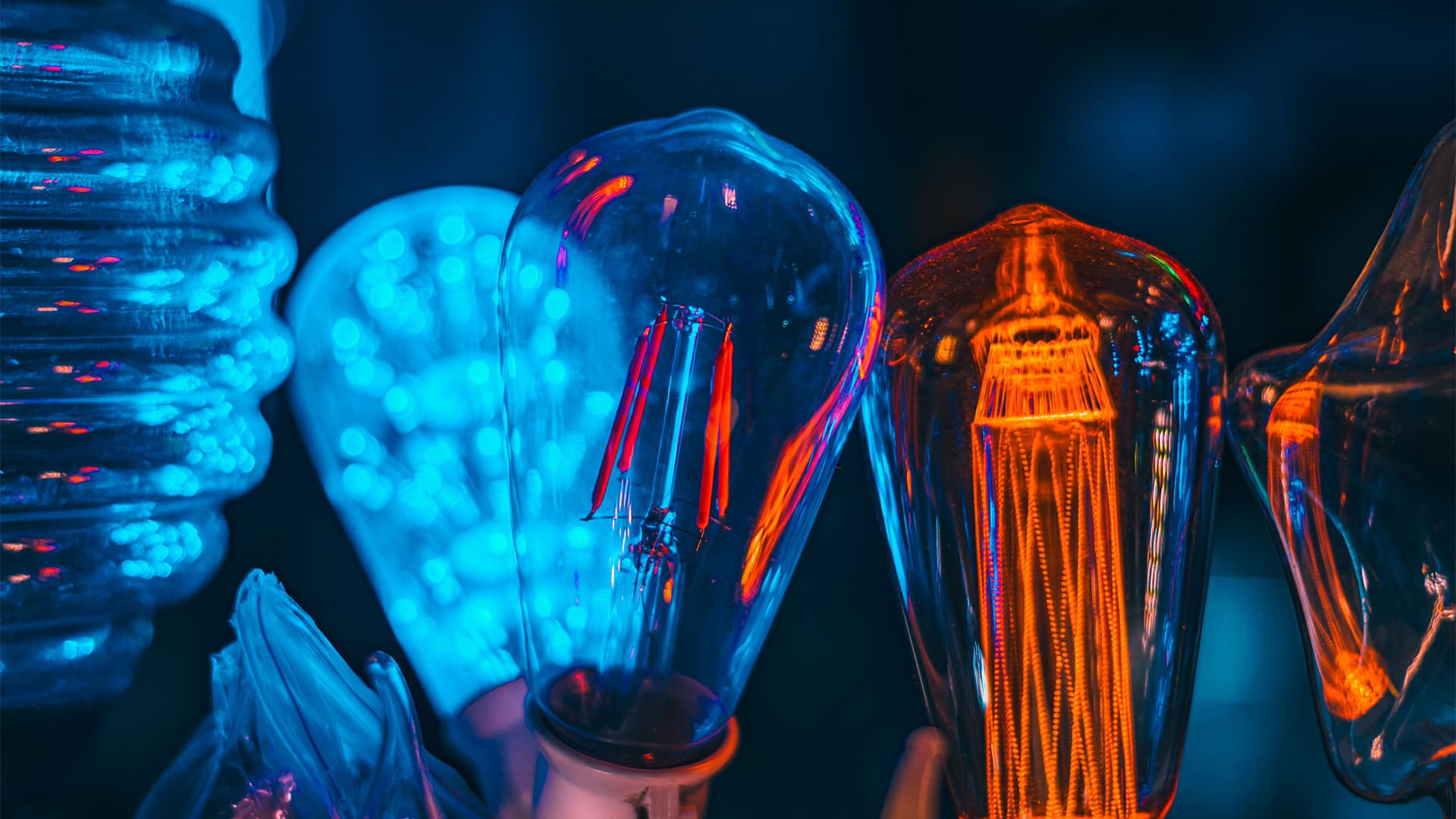 Close-Up of Illuminated Light Bulbs