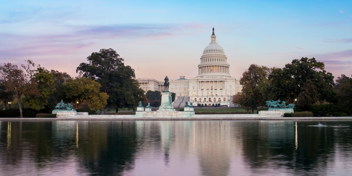 The United States of America capitol building on sunrise and sunset