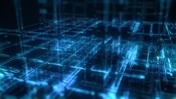 Glowing grid representing digital transformation.