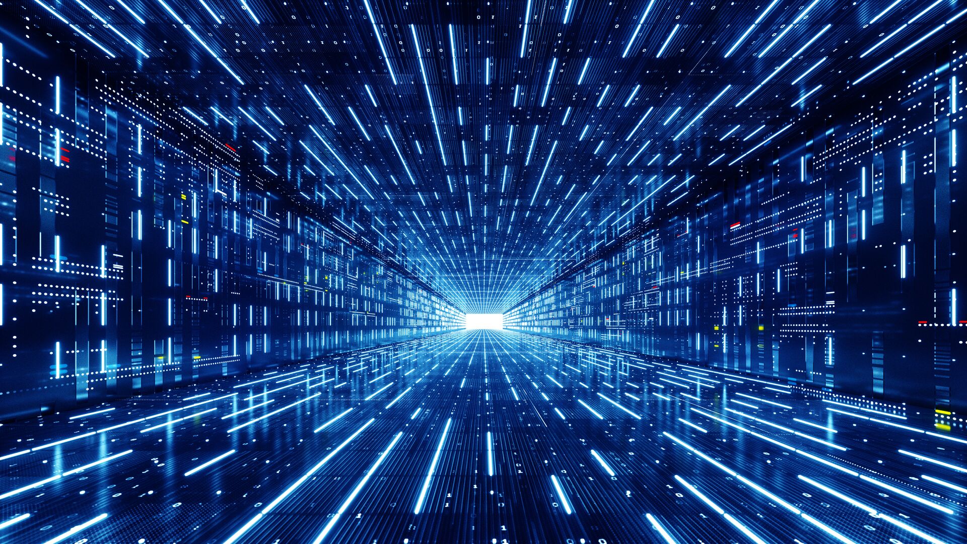A digitally generated rectangular shaped data tunnel.