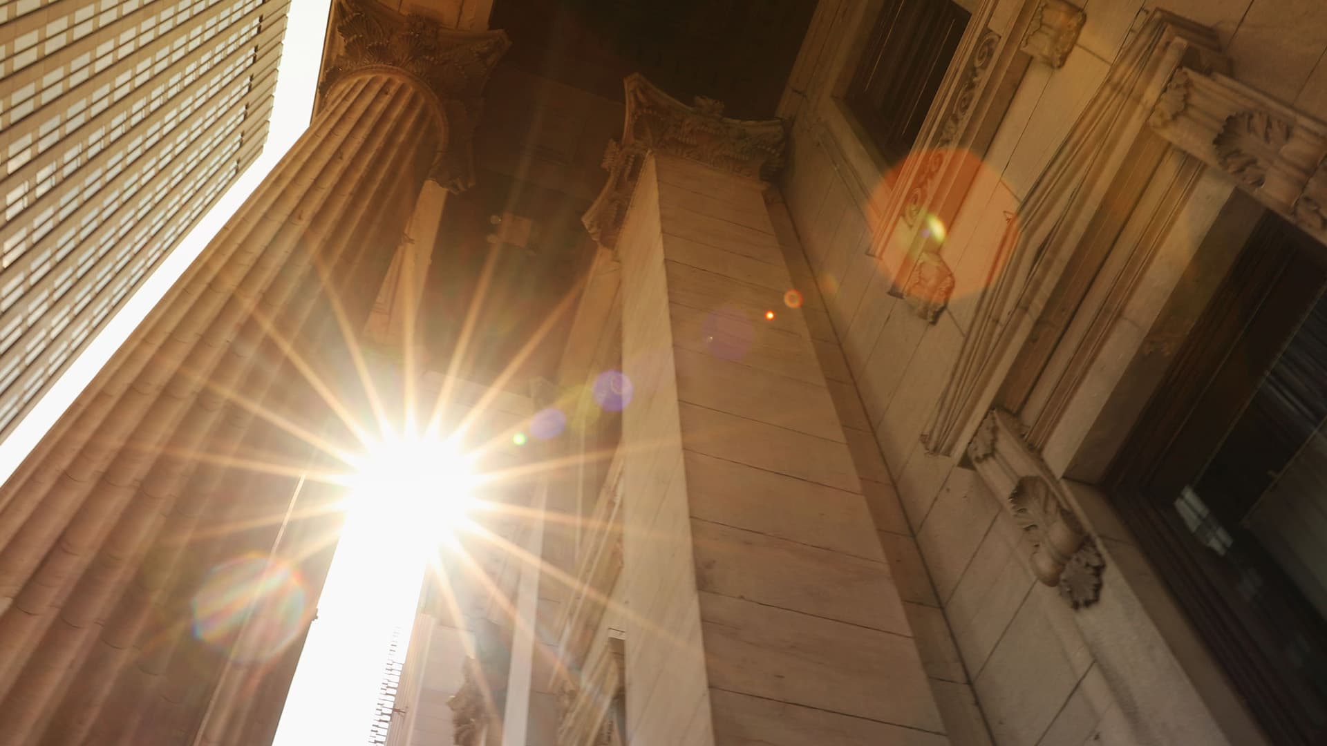 Skyscrapers at golden hour.