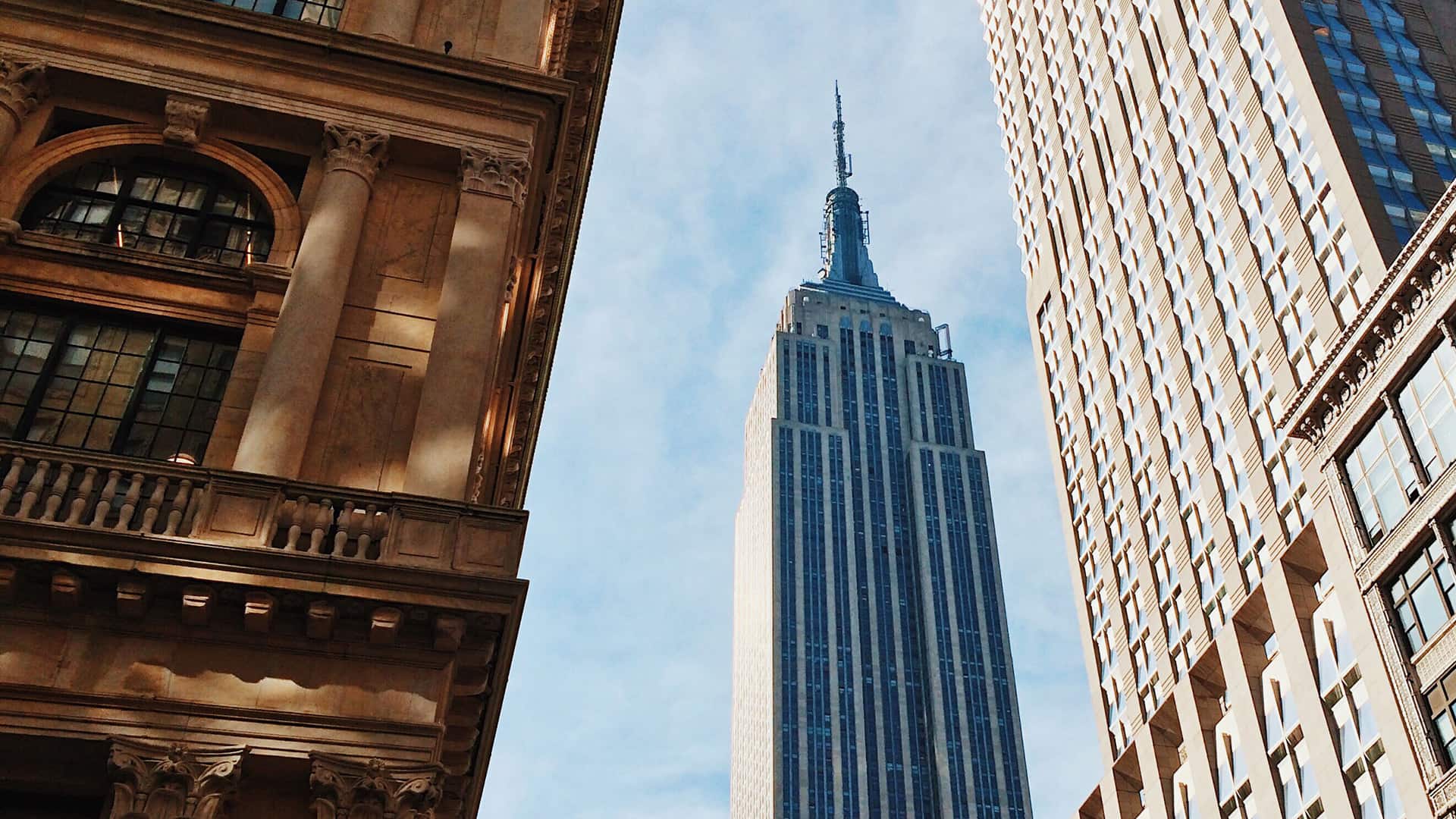 Buildings located on Fifth Avenue in Manhattan, New York with the Empire State Building in the center