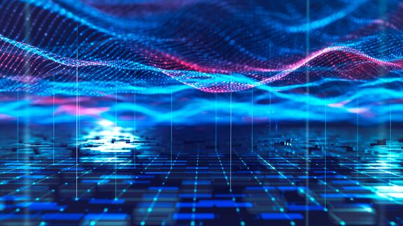 Abstract extreme close-up image of semiconductor and data connection.