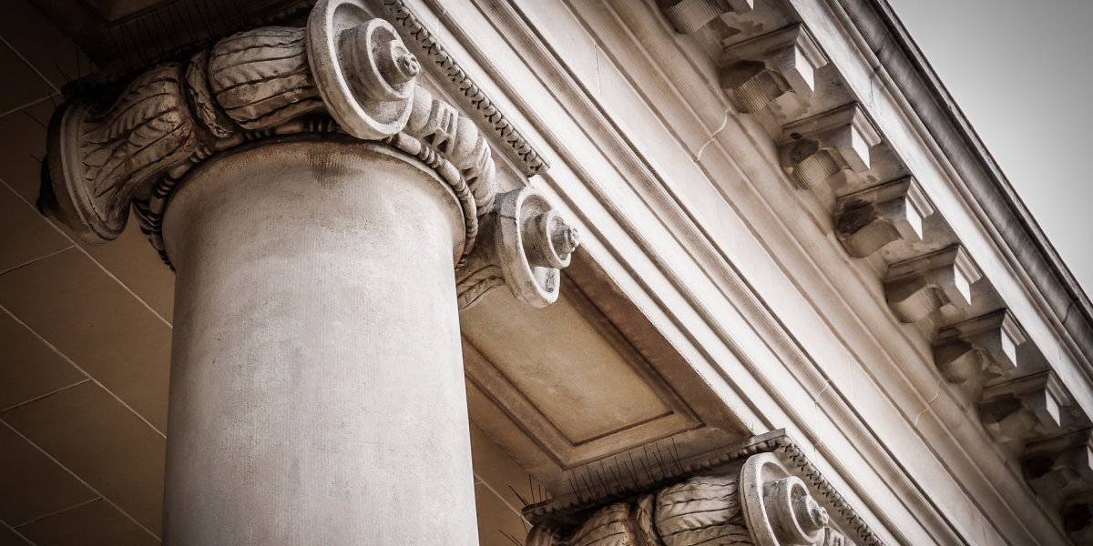 Exterior of columns on a government building.