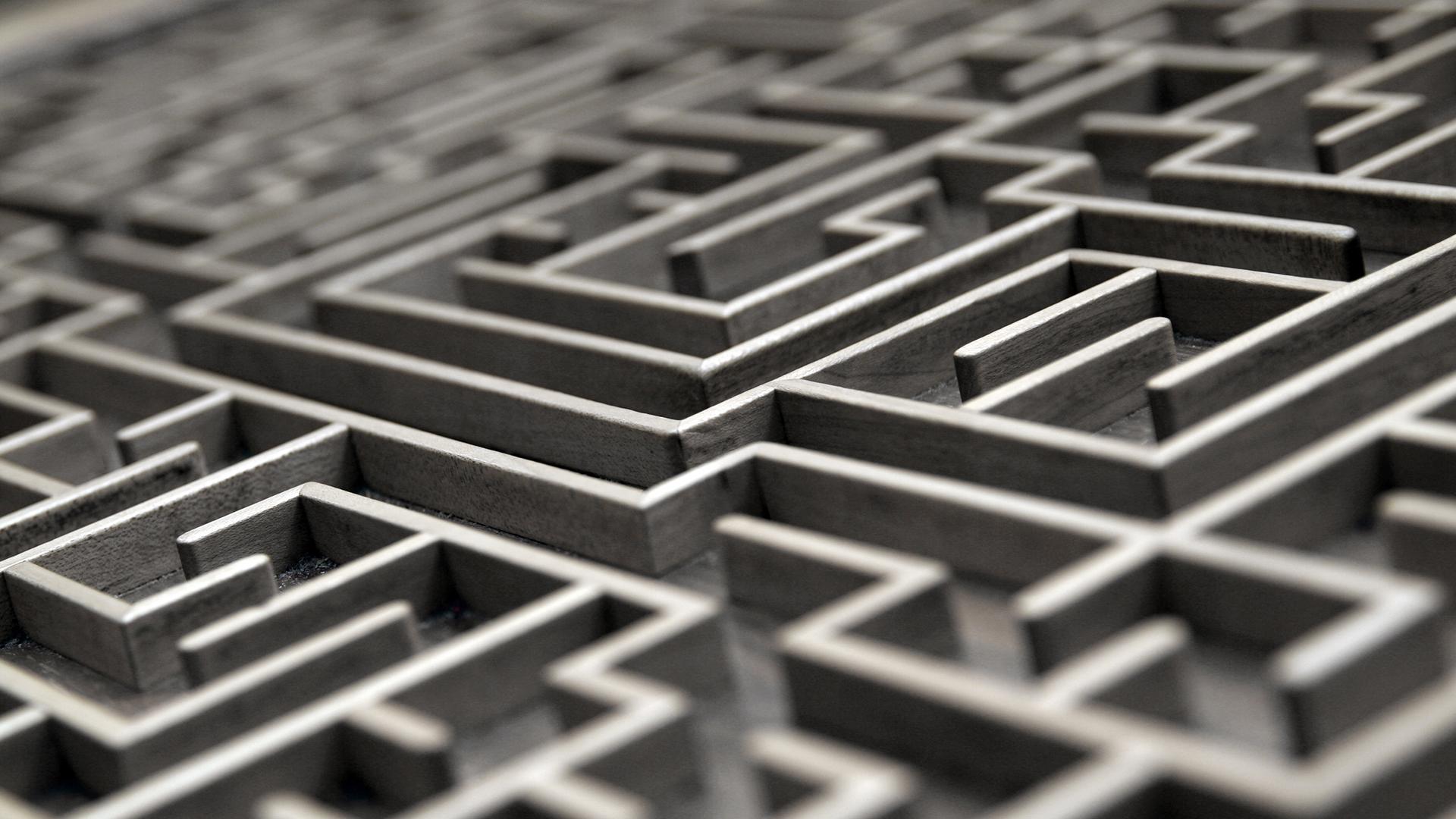 Abstract close up of a 3d graphic of a maze.