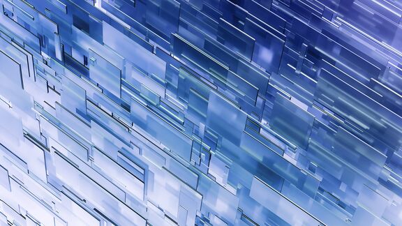 Abstract image of different sized glass panes.