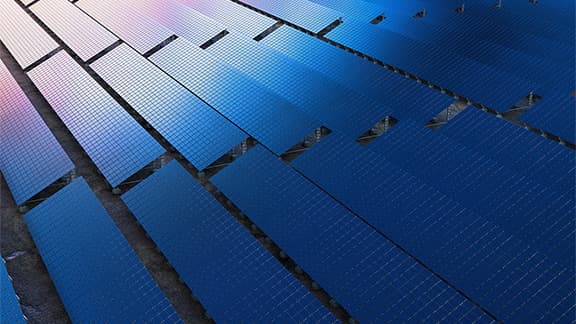 Rows of solar panels outdoors.
