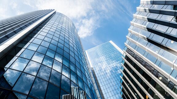 Large financial office buildings in the city of London