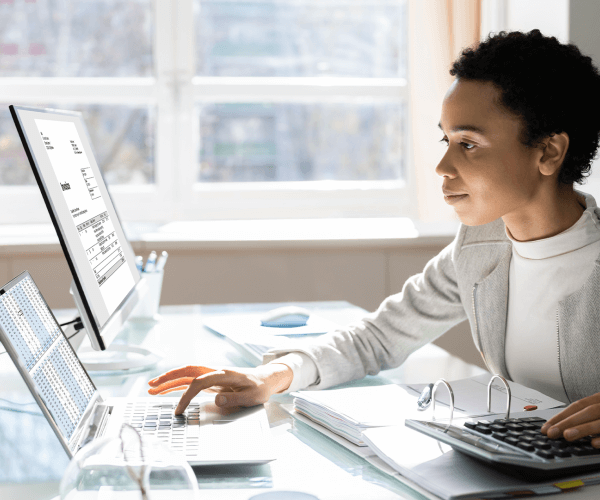 Woman working on computer