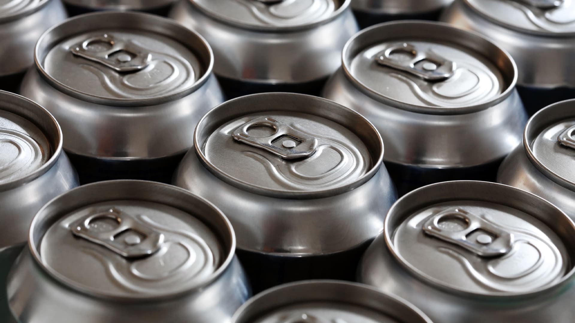 A group of aluminum cans.